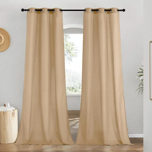 Vista 105 de NICETOWN - Cortinas de lino angora para ventana de cocina sobre el fregadero, con ojales, lino grueso angora, tratamientos cortos para ventanas