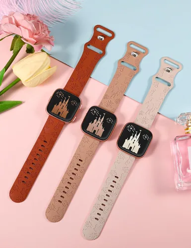 Vista 4 de Correa grabada de dibujos animados compatible con Fitbit Versa 2 Band/Versa Lite/Versa Band para mujer, lindas correas de repuesto de silicona