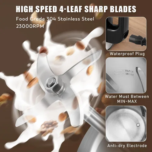 Vista 5 de Moongiantgo Máquina automática de leche de soja 7 en 1 con filtro, máquina automática para hacer sopa casera, leche de almendras, leche a base