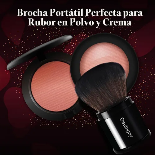 Vista 4 de Daubigny - Brocha de maquillaje retráctil Kabuki, brochas de base de viaje para base de maquillaje para rubor bronceador y polvo..
