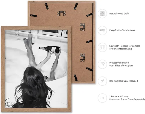 Vista 2 de Monem Art - Póster de mujer en la bañera, estampado de champán vertido, arte con alcohol, arte funky, arte en blanco y negro, arte fotográfico