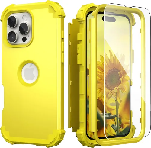 Vista 18 de IDweel Funda para iPhone 16 Pro Max con Protector de Pantalla, 3 en 1 Resistente a Golpes Ajuste Delgado Híbrida de Servicio Pesado Cubierta Dura