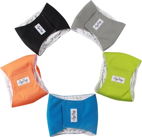 Vista 9 de JoyDaog - Pañales reutilizables para cachorros varones, paquete de 5, lavables, bandas reutilizables para el vientre, para perros