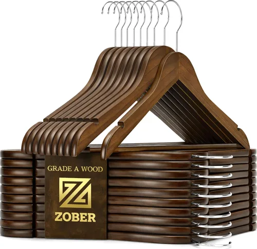 Vista 11 de Zober Perchas de madera negras – Paquete de 20 perchas de madera resistentes y antideslizantes para abrigos, chaquetas, trajes y pantalones, perchas