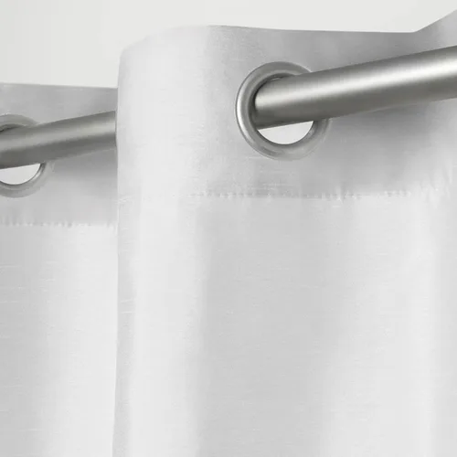 Vista 3 de EXCLUSIVE HOME Chateau - Par de paneles de cortinas de seda sintética a rayas con ojales en la parte superior, 54"x84", Índigo