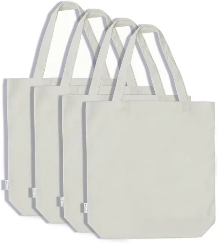 Vista 9 de 100% algodón canvas Shopping bolsa Bag bolsa de comestibles Pack de 4