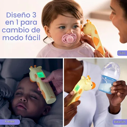 Vista 4 de Playhouse MD Termómetro de frente y oído sin contacto para bebés y niños de jirafa