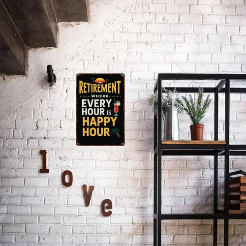 Vista 7 de Divertidos regalos de jubilación para hombres y mujeres, decoración de pared, póster retro de metal para garaje, cueva, baño, dormitorio, granja