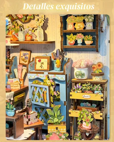 Vista 4 de CUTEBEE - Kit de rincón de libros - Kit de casa de muñecas en miniatura DIY para adultos, decoración de estantería de casa pequeña Booknook