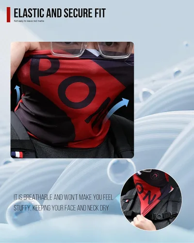 Vista 5 de RIDEIRON Set de Polaina para Cuello y Mangas, Máscara Facial Transpirable UPF 50+ y Mangas de Compresión para Enfriamiento