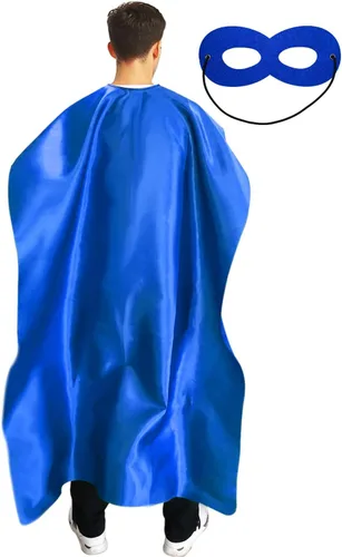 Vista 11 de Capa y máscara de superhéroe para adultos para hombre y mujer, capas de vampiro de Halloween, disfraz de superhéroe Negro