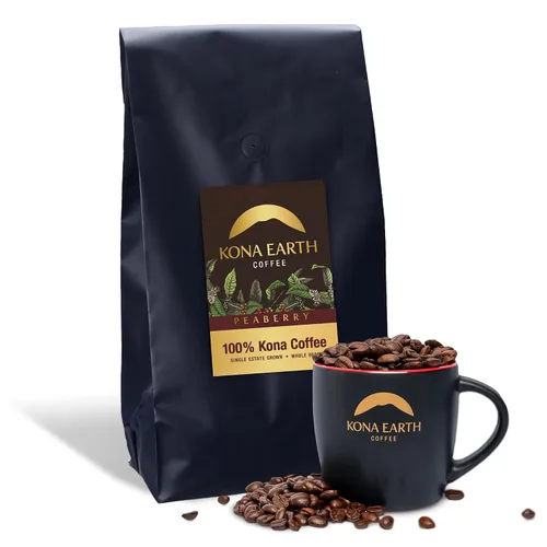 Vista 20 de KONA EARTH - 100% Café Kona, Tostado Medio Oscuro Clásico, Grano Entero (227 gramos) Café auténtico Kona hawaiano de la granja, tostado en lotes