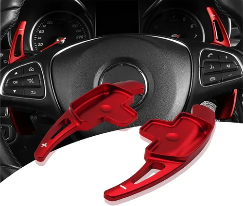 Vista 9 de NYZAUTO Extensión de Paletas de Cambio del Volante de Aleación de Aluminio Compatible con Mercedes Benz A B E GLA GLK SLK M GL Class (Modelo A-Rojo)