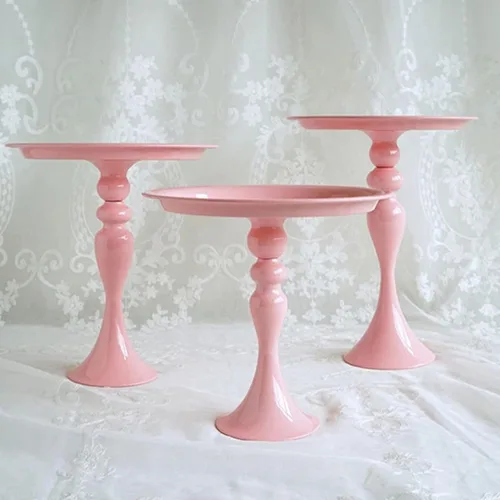 Vista 9 de Soporte de hierro para tartas, bandeja decorativa para cupcakes, bandeja de fruta de postre para baby shower, boda, fiesta de cumpleaños (rosa) (M)