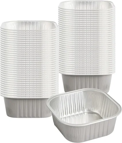 Vista 21 de Restaurantware - Moldes desechables, paquete de 100 tazas cuadradas de aluminio para hornear de 10 onzas - Las tapas se venden por separado, listas