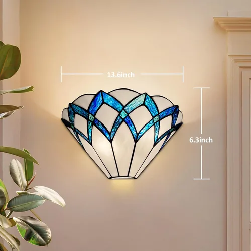 Vista 5 de ARTZONE Tiffany - Apliques de pared de 13 pulgadas, estilo Tiffany vintage, apliques de pared de vitrales para dormitorio, baño, sala de estar