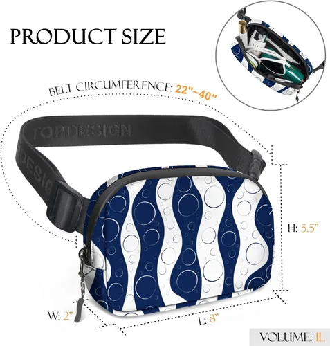 Vista 3 de TOPDesign Riñonera para mujeres y hombres, bolsa cruzada para cinturón con cremalleras resistentes al agua, bolsa para el trasero con correa