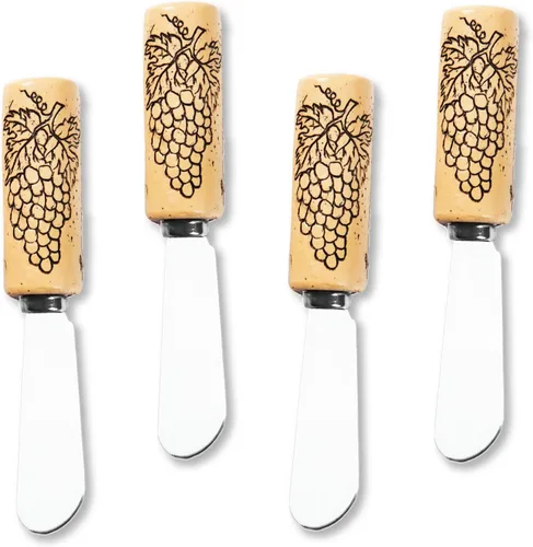 Vista 10 de Wine Things Esparcidores de Queso con Azulejos de Mahjong, Mangos de Resina Pintados a Mano con Cuchillas de Acero Inoxidable para Untar Queso