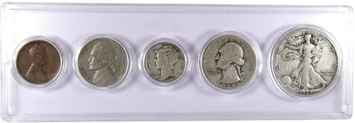 Vista 7 de Juego de 5 monedas coleccionables de 1934 en buen o mejor estado para regalo