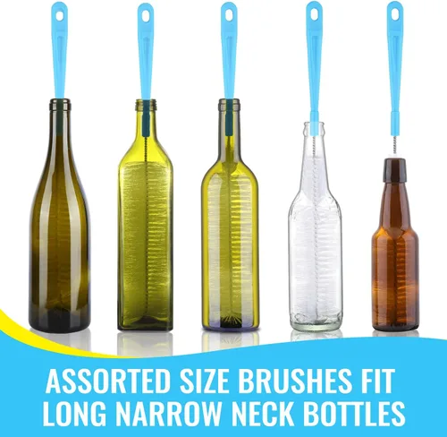 Vista 7 de Cepillo limpiador de botellas de 16 pulgadas para botellas de agua, cepillo de botella de mango largo para limpiar botellas deportivas de cuello