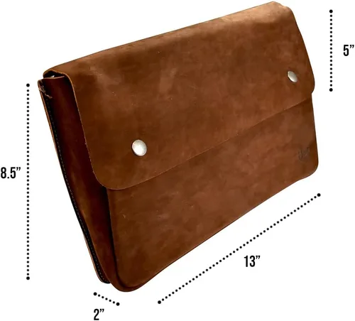 Vista 5 de Hide & Drink, Carpeta de cuero vintage, soporte para documentos, estuche para archivos, cartera de documentos y carpeta sin tirantes, bolsa de mano