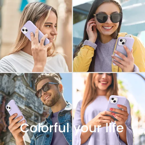 Vista 2 de Compatible con iPhone 13, funda de silicona para teléfono con forro de microfibra delgado a prueba de golpes, suave antiarañazos, 6.1 pulgadas
