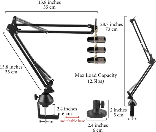 Vista 2 de GEEKRIA for Creators - Brazo de micrófono compatible con AKG Lyra Ultra-HD, P120, P220, C214, soporte de brazo de micrófono con adaptador de brida