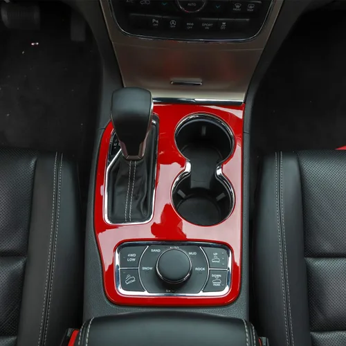 Vista 7 de Kit de moldura interior de cubierta de panel de cambio de marchas JeCar para Jeep Grand Cherokee 2016-2020, textura de fibra de carbono Acabado