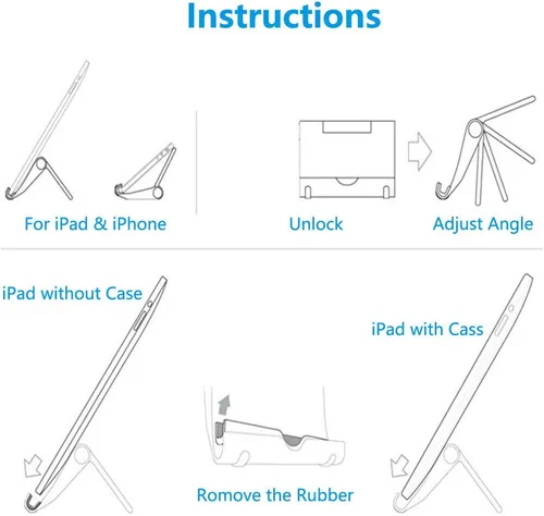 Vista 6 de VOVIGGOL Paquete de 4 soportes para teléfono celular para escritorio, soporte plegable para teléfono celular, soporte ajustable para tableta