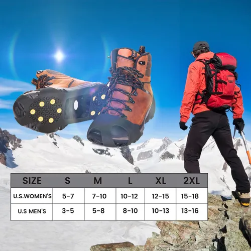 Vista 5 de ZOMAKE Walk Traction Cleats Ice Crampons for Men WomenRunning on Snow and ice Anti Slip Shoe Grips Portable Ice Grippers for Shoes Boots 1011 Spikes