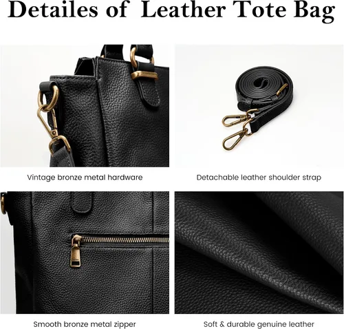 Vista 6 de befen Carteras de cuero genuino suave para mujeres, bolso tote pequeño, carteras, bolsos cruzados con asas superiores, cartera bandolera tipo satchel