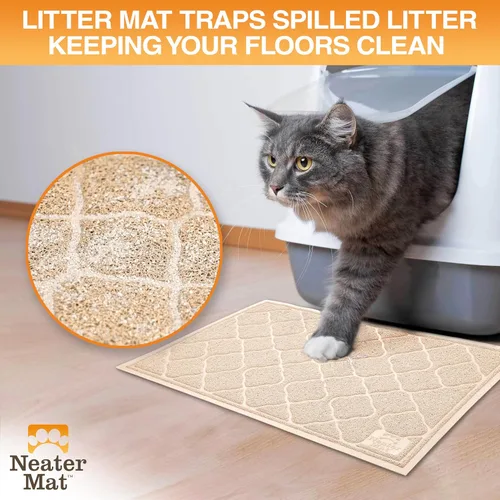 Vista 2 de Neater Pets Neater Mat Tapete de arena para gatos, grueso y duradero para caja de arena, almohadilla de trampero atrapa el desorden para proteger