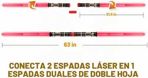 Vista 2 de Paquete de 2 espadas iluminadas con sonidos FX, espada dual 2 en 1
