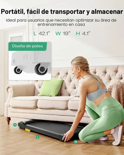 Vista 7 de UREVO Smart Walking Pad, Standing Desk Treadmill with Double Shock Absorption, Quiet Operation, Workout APP with Track Insights and MIIT Mode, Plug
