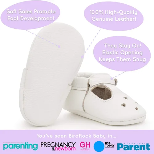 Vista 3 de BirdRock Baby Mary Jane - Mocasines para bebé de piel auténtica con suela suave para recién nacidos, bebés, infantes y niños pequeños.
