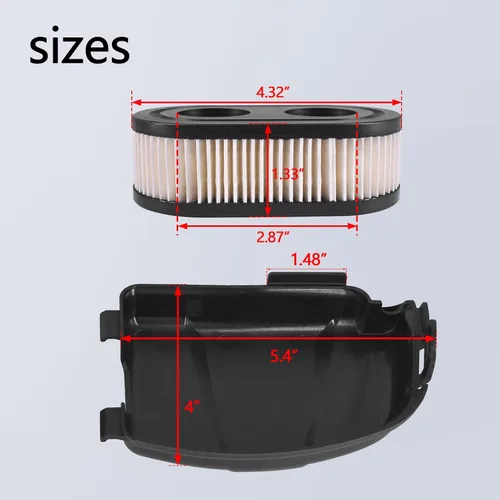 Vista 8 de 594107 594106 595658 Kit de cubierta para filtro de aire para cortacésped con filtro de aire y base de filtro de aire del motor, compatible