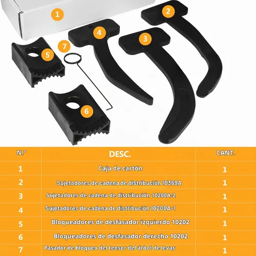 Vista 4 de Juego de herramientas de cadena de distribución Phaser de árbol de levas, 6 piezas, compatible con VW Chrysler, Jeep Dodge 3.6L, motor de repuesto