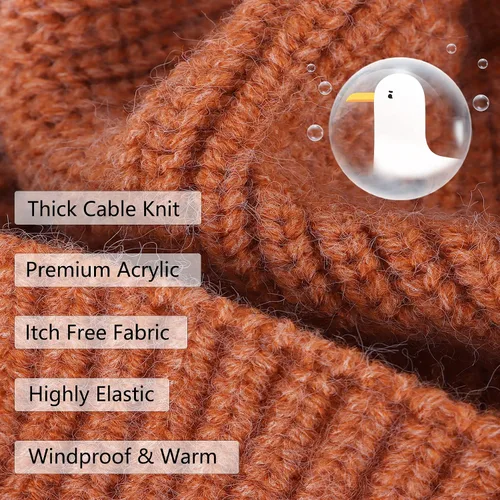Vista 3 de Beanie Hats for Men Women Winter Warm Knit Cuffed Beanies with Duck Design for Cold Weather
