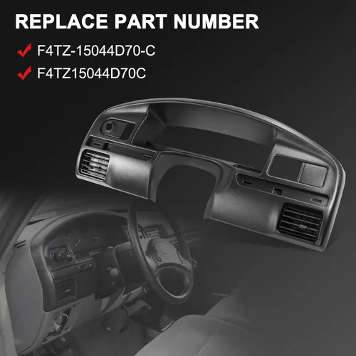Vista 2 de Contorno de panel de tablero de instrumentos negro de reemplazo para Ford F250 F350 F Series Super Duty 7.3L V8 Diesel 1994-1997 F4TZ-15044D70-C