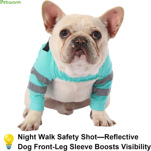 Vista 4 de PetWarm Manga de pierna delantera para perro, mangas ajustables para codo para perro con tiras reflectantes, manga de recuperación suave