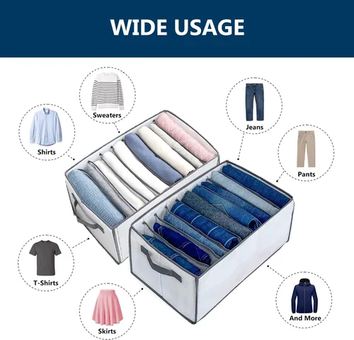 Vista 5 de Organizador de ropa, organizador de jeans, organizador de ropa de armario, almacenamiento para ropa plegada, jeans, pantalones, leggings, suéteres