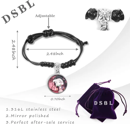 Vista 2 de 6 pulseras de piel trenzada de anime, joyería de cristal, regalo de piedras preciosas