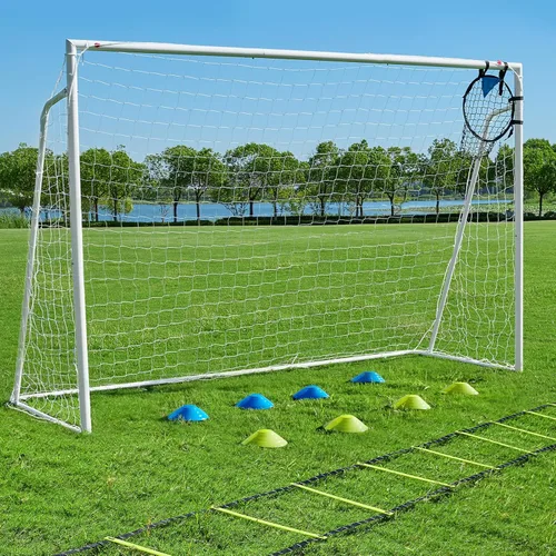 Vista 8 de Porterías de fútbol para patio trasero, portería de fútbol de 12x6 pies, grande 10x6.5 pies, 8x6 pies, 6x4 pies, porterías de fútbol para jóvenes