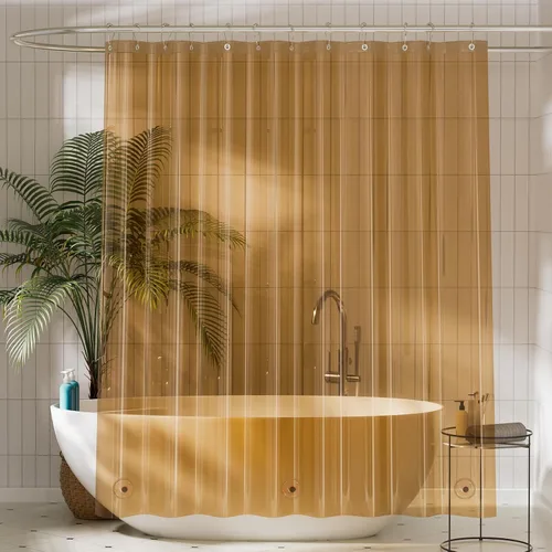 Vista 34 de Titanker Forro de cortina de ducha de plástico, 72 x 72 pulgadas, forro de ducha beige ligero de PEVA, cortinas de ducha para baño, forro de ducha