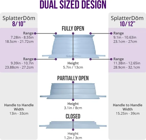 Vista 3 de L.I.Q - Protector de salpicaduras de silicona, se adapta a macetas de 8 y 10 pulgadas (20 y 9.8 in), apto para microondas y duradero, incluye tapa