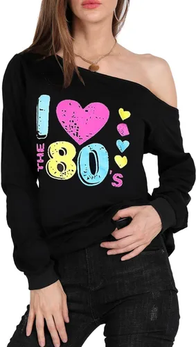 Vista 3 de Magicmk - Sudadera de hombro descubierto y mangas largas, con estampado de labios de mujer, en talla extragrande, para mujer