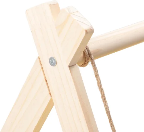 Vista 6 de Cat Hammock, Double Layer Washable Strong Load Bearing Scratch Cat Swing Bed, Elevated Bed with Hemp Rope Pine Wood Frame for Small Pets Indoor