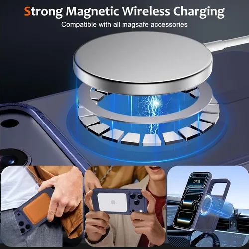 Vista 121 de Anuck - Funda magnética para iPhone 11 compatible con MagSafe, carcasa trasera mate translúcida dura, borde de TPU, delgada, resistente a impactos
