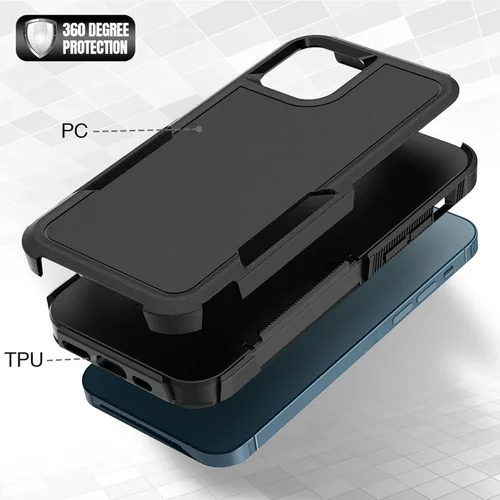 Vista 5 de MDCN Funda para iPhone 12 / iPhone 12 PRO: funda protectora de doble capa resistente para teléfono celular, a prueba de golpes, resistente