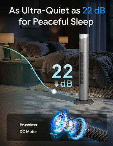 Vista 66 de ZAFRO Ventilador de torre inteligente para dormitorio, ventilador de torre oscilante de 120°, 28 pies/s de alta velocidad, 12 velocidades, 4 modos